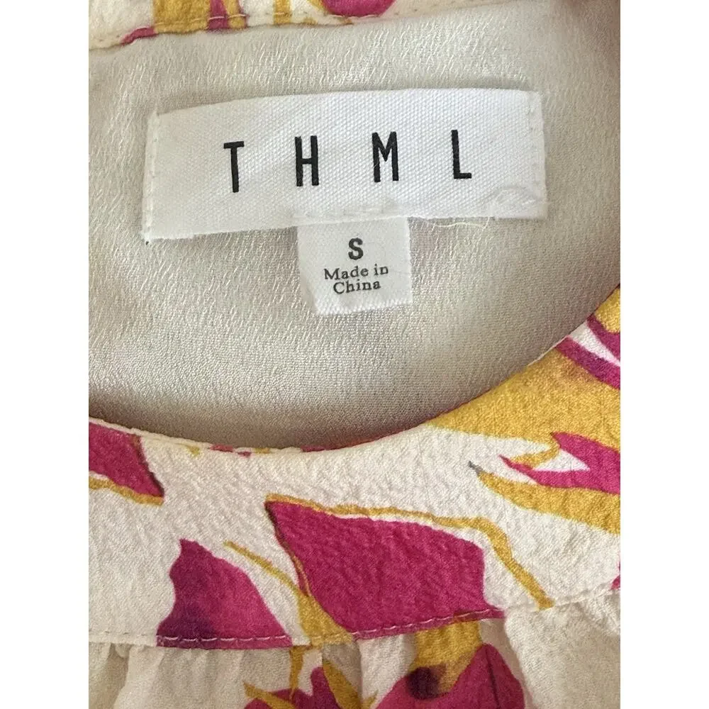 THML Tiered Halter Dress Womens Sz S Floral Summer Flowy Lined Anthropologie - Picture 5 of 10